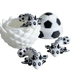 Modèle de dragon et d'œuf de football imprimé en 3D, mignon et adorable, en plastique, décoration de bureau créative, ornement animalier - Product Image 5