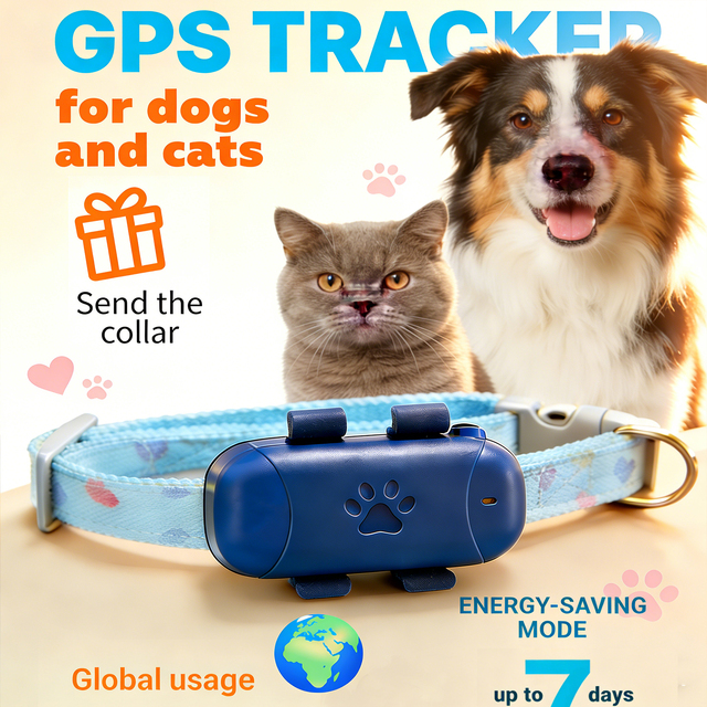 Portable GSM 4G Waterproof GPS Tracker Collar for Dogs and Cats with Long Standby Time and Real-Time Tracking  Low Consumption