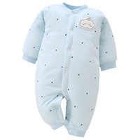 Romper Bayi Musim Dingin Tiga Lapis Hangat Berlapis Selimut Pakaian Bayi Baru Lahir Katun Murni Katun Sisir Tanpa Tulang Kancing Tersembunyi Setelan Onesie