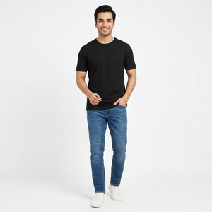 T-shirt unisexe en coton pour homme, manches courtes, col rond, basique, couleur unie, poids lourd, coupe ample, 100% coton, vierge - Product Image 1