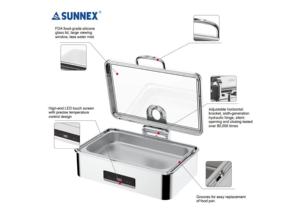For 220-240V Stainless Steel Electric Dry Heat Waterless Chafer <b>Buffet</b> Chafing Dish <b>Food</b> <b>Warmer</b> 8.5L 400W Hotel Restaurant - Product Image 3