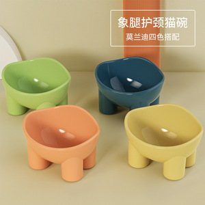 ชามอาหารแมว สีมาการอง ขาชามรูปช้าง ป้องกันการล้ม สำหรับแมว - Product Image 4