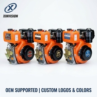 Moteur diesel 188F 12 CV 456 cm³ de type motoculteur, moteur renforcé avec démarrage électrique pour machines industrielles et fourniture OEM