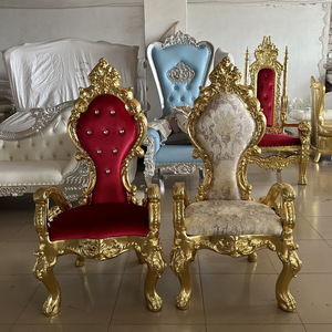 6 Chaises Médaillon en stock - Neuf direct usine - Bois Doré Velours Rouge - 199 - Ameublement