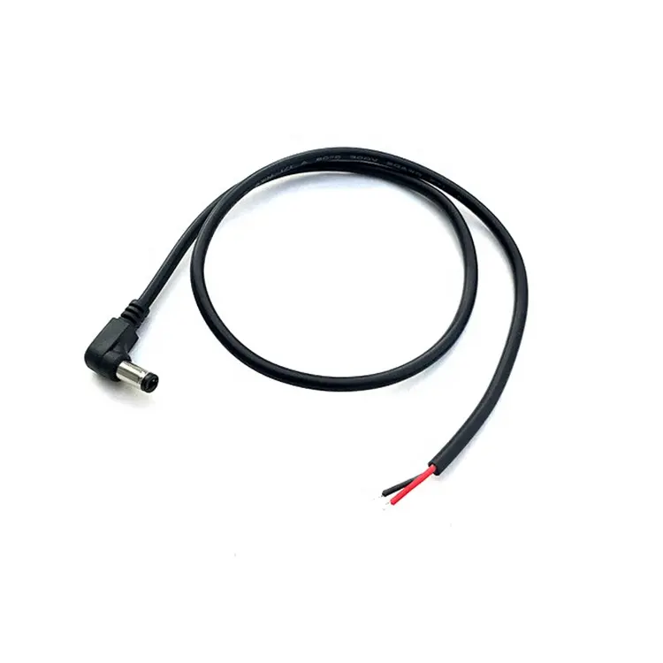 5.5mmx2.1mm Right Angle DC Male to Open Tinned Barrel Power Plug Cable