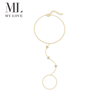 Bracelet et bague en argent sterling 925 plaqué or rhodié avec cœur en zircon cubique, style bohème, pour femme, personnalisé par Mylove