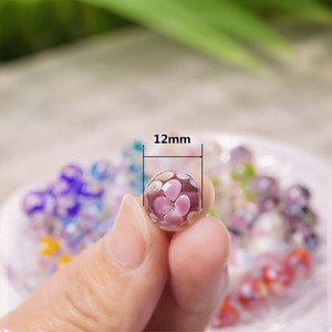Confezione da 10 Perle di Vetro Lampwork Floreali Multicolore Fai-da-Te, Perle di Cristallo Rotonde Fatte a Mano Stile <span class=keywords><strong>Murano</strong></span> da 12mm, Vendita all'Ingrosso - Product Image 2