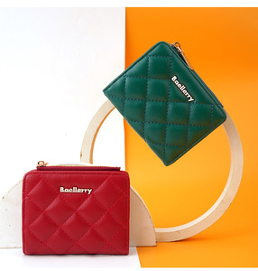 Cartera al por Mayor, Monedero Pequeño con Logotipo Personalizado, Diseño <span class=keywords><strong>de</strong></span> Diamantes, Billetera para Damas con 5 Ranuras para Tarjetas y Ventana para Identificación, Bolsillo para Monedas - Product Image 4