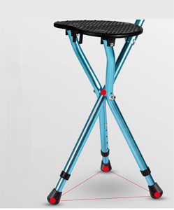 Canne-tabouret pliable légère à hauteur réglable avec lumière LED, radio FM, alarme <span class=keywords><strong>SOS</strong></span>, siège antidérapant et tige en aluminium pour seniors - Product Image 3