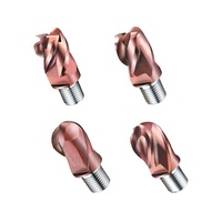Fraise à queue sphérique en carbure super micro-granulé échangeable, 2/4 dents, X-UET, fraise à indexage OEM