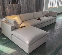 Canapé modulaire en forme de L en lin moderne pour salon, style nuage, vente en gros