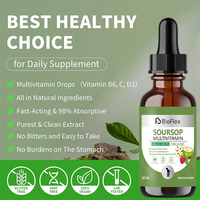 Compléments alimentaires liquides à base d'extrait de corossol (graviola) naturel végétalien 60 ml, marque privée OEM, avec multivitamines B6, C et D3