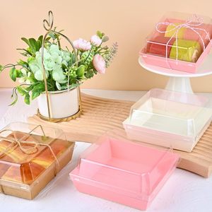 En stock: Caja para llevar de 5 pulgadas con tapa transparente para donuts tipo sándwich, rollos de pastel suizo, rebanadas de pastel, postres de sushi - Product Image 3