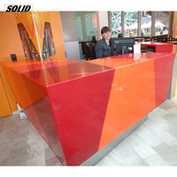 Comptoir de caissier vert moderne personnalisé à surface solide bureau de centre commercial bureau de réception rond