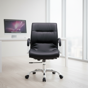 <span class=keywords><strong>Chaise</strong></span> de <span class=keywords><strong>bureau</strong></span> exécutive moderne Furmax, dossier haut, pivotante, réglable, en cuir, cadre en aluminium, qualité commerciale (noir) - Product Image 1