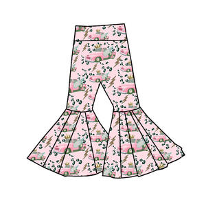 Trendy Kinderkleding Mode Stijl Aangepaste Prints Pastel Western Hoge Taille Meisjes Klokkenbodem Broek - Product Image 3