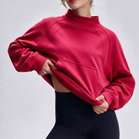 Sweat-shirt personnalisé pour femme à col montant, en molleton de coton épais, coupe oversize, pour l'automne