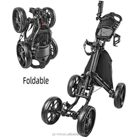 Chariot de golf et chariot à pousser GaoPin GPZ6 à quatre roues avec porte-parapluie et porte-bouteilles, pliable, capacité de 20 kg