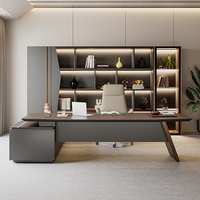 Bureau de direction moderne, luxueux, durable et écologique en bois en forme de L avec tiroirs pour bureau de PDG