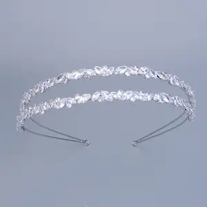 Korea Double Layer Diamond Crowns For Queens Luxury Diademe Mariage Sparkling Coronas High Quality Crystal Bling Zircon Tiaras