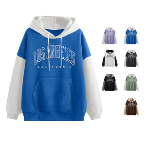 Sweat-shirt à capuche unisexe surdimensionné personnalisé avec impression brodée, vente en gros, couleur contrastée, kangourou - Product Image 1