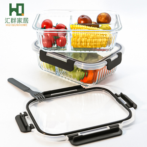 Boîte à lunch de préparation de repas en borosilicate de haute qualité avec couvercle transparent ensemble de récipients de stockage des aliments en <span class=keywords><strong>verre</strong></span> - Product Image 4