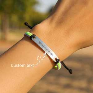 Pulsera de Paracord Personalizada, Tejida, Resistente, Ajustable, Colorida, con Placa Curva de Acero Inoxidable - Product Image 3