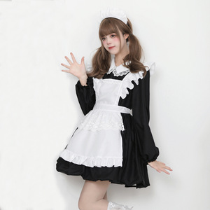 Lolita Maid Cosplay Costume Black White Polyester Dress For Anime Role Play 14 Years Up - Product Image 1