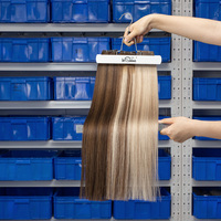 Extensions de cheveux Remy Genius Weft brunes de 22 pouces, 100% cheveux humains, extensions de cheveux à double trame, extensions de cheveux à la machine