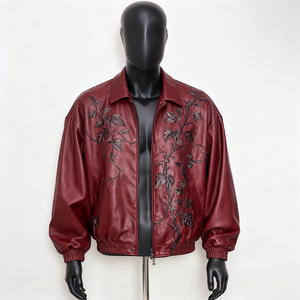 Bomber <strong>Jackets</strong> <strong>Leather</strong> <strong>Jackets</strong> With Rhinestones Custom Applique Embroidery Premium Men <strong>Leather</strong> for Men <strong>Winter</strong> <strong>Jacket</strong> - Product Image 5