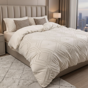 Ensemble de literie moderne en microfibre 100% polyester jacquard, découpe papier, 3 pièces, housse de couette, taies d'oreiller, pour toutes les saisons - Product Image 1