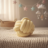 Schöne Weiche Kristallvelours-Bettkissen, Knotenball-Dekokissen, Plüsch-Knotenball-Dekokissen, Handgewebtes Gurt-Sitzkissen