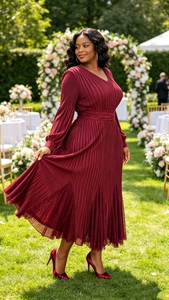 <span class=keywords><strong>Robe</strong></span> pour <span class=keywords><strong>femme</strong></span> Sheen, dernière mode, couleur unie, manches lanternes, estampage doré, plissée avec ceinture, élégante, décontractée, style Miyake, <span class=keywords><strong>grande</strong></span> <span class=keywords><strong>taille</strong></span> - Product Image 6