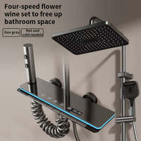 Ensemble de douche thermostatique en aluminium spatial gris anthracite avec affichage numérique, touches piano, 4 fonctions, douche pluie, mitigeur de salle de bain professionnel