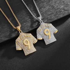 yunnique HipHop Stainless Steel Haaland 9 Jersey Pendant Necklace Pave Setting Unisex Gift Jewelry - Product Image 1