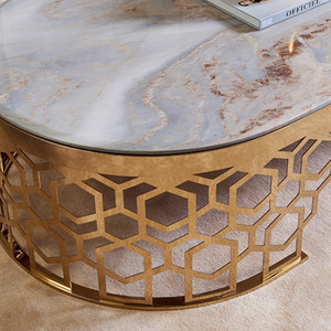 Mesa de centro de mármol de lujo moderno de lujo <span class=keywords><strong>Jazz</strong></span> Color oro blanco pierna superior de mármol mesa de <span class=keywords><strong>café</strong></span> - Product Image 5