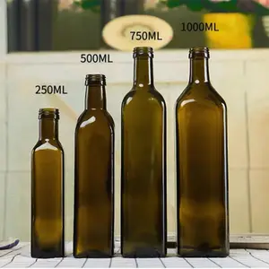 Горячая распродажа высокое качество квадратные Пустые Пользовательские логотип бутылки с растительным маслом 250 мл 500 мл 750 мл стеклянная бутылка с оливковым маслом