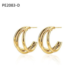 Amy Amy Fashion <b>Hoop</b> Earrings <b>Silver</b> Plated Geometric Women's Jewelry PE2083 - Product Image 2