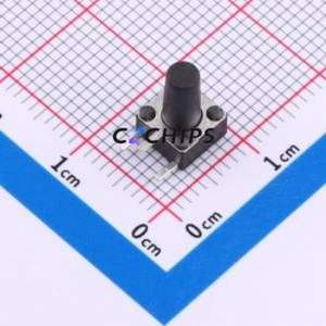 TS-1095C-A13B2-D2 Tactile Switch Bent Lead Through Hole-3P,6x6mm Single Pole Single Throw Round Button 1.8N Right Angle Insert - Product Image 1