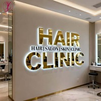 Enseigne de salon de beauté, miroir finition or, lettres en relief 3D LED, enseigne LED pour entreprise, centre commercial, magasin de détail, enseigne de nom de magasin