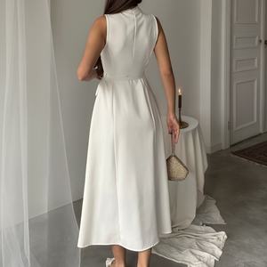 ชุดเดรสยาวสีขาวสไตล์โบฮีเมียนสำหรับฤดูร้อนแบบเซ็กซี่ไม่มีแขนสั่งทำพิเศษสำหรับผู้หญิง - Product Image 4