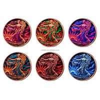 Pièce de monnaie commémorative en cuivre fin 999, 1 once, colorée, avec relief 3D, motif Liberté marchante, pièce de collection
