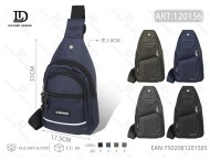 Borsa da petto da uomo con cerniera a tre strati in tinta unita, in nylon, per uso quotidiano, per tutte le stagioni - Product Image 1