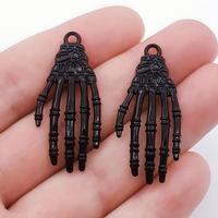 Pendentifs breloques en alliage d'argent antique de 42 mm, motif main de squelette gothique punk effrayant pour Halloween, pour la fabrication de bijoux DIY