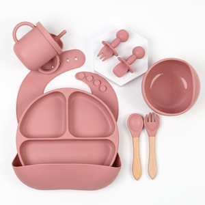 Plato de succión de silicona para niños, juego de vajilla de alimentación para recién nacidos con tazón, regalo para bebé - Product Image 1