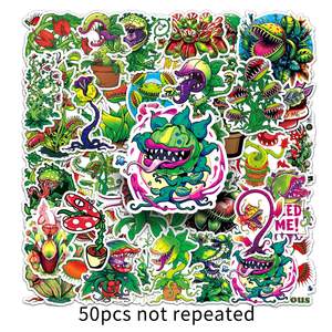 スケートボード、ラップトップ、ペンケース、冷蔵庫、テーブル、本用50個肉食植物venusフライトラップPVC防水ステッカー - Product Image 6