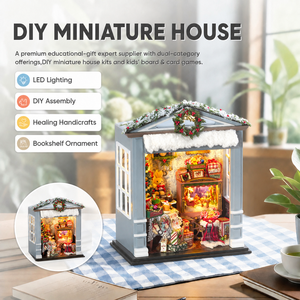 DIY Miniaturhaus Festliche Zusammenkunft Metall Plastik Holz LED-Licht Weihnachts-Raumbox 3D-Puzzle Heimdekoration Bastelgeschenk - Product Image 1