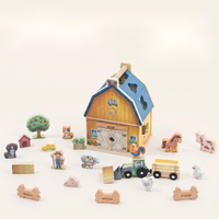 Jouet d'étable en bois pour trier et assortir les animaux de la ferme pour les tout-petits, ensemble de jeu éducatif Montessori avec fermier et tracteur