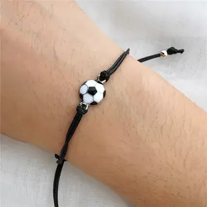 Frb044 pulseiras de futebol, pingentes com fio preto amizade para o melhor amigo
