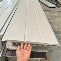 Panel Sandwich Dinding Atap Logam Ukiran Modern Harga Terbaik, Busa PU 16mm Kepadatan Tinggi, Tahan Api/Air, Ramah Lingkungan